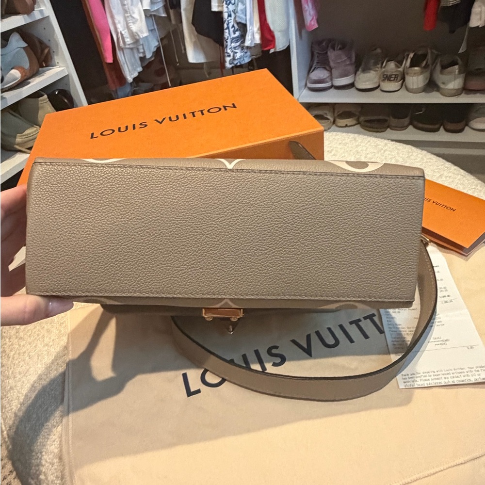 Louis Vuitton Madeleine MM in Taupe Bicolor Leather - Picture 8 of 12